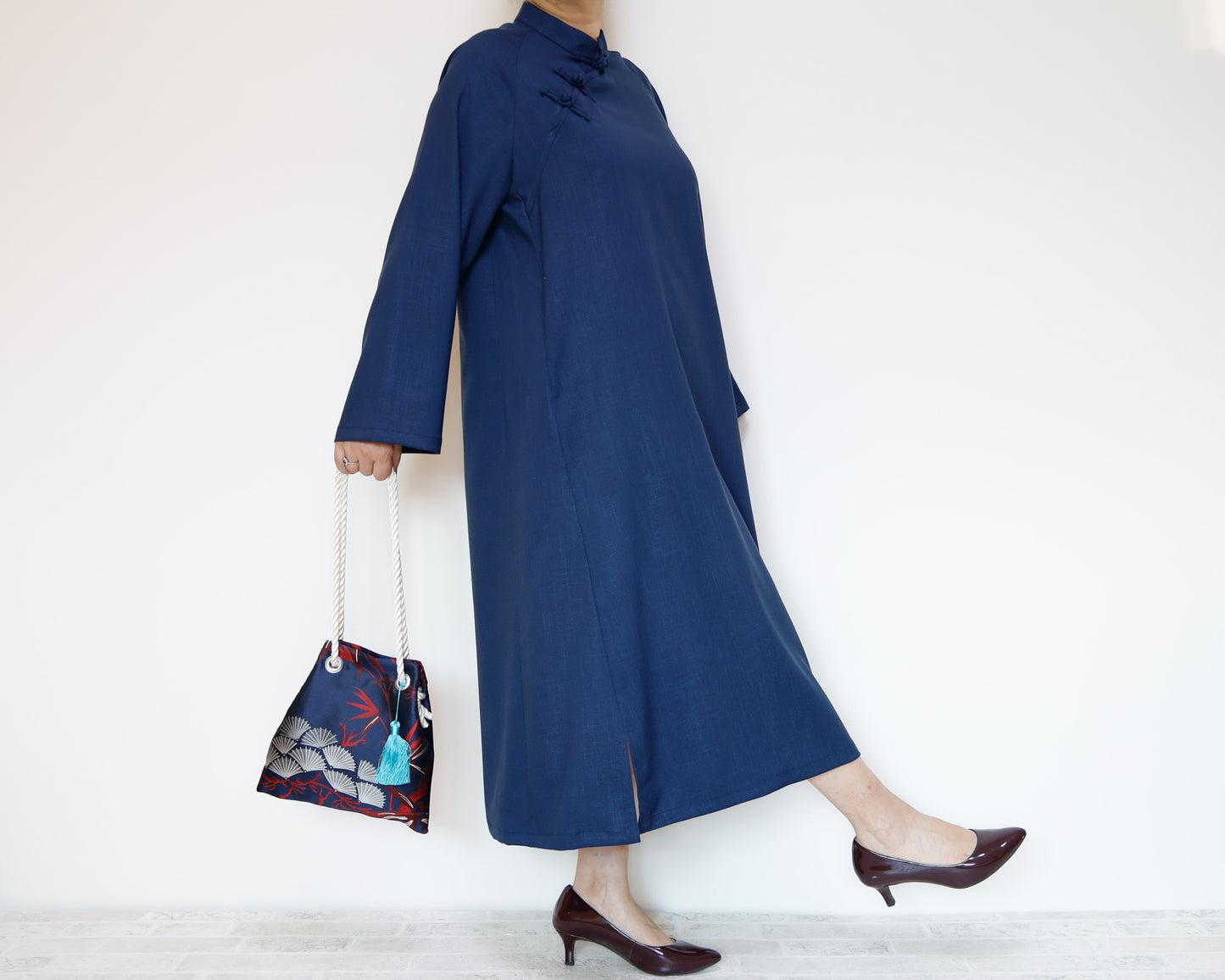 <D25NV> CHINOISERIE DRESS -NAVY