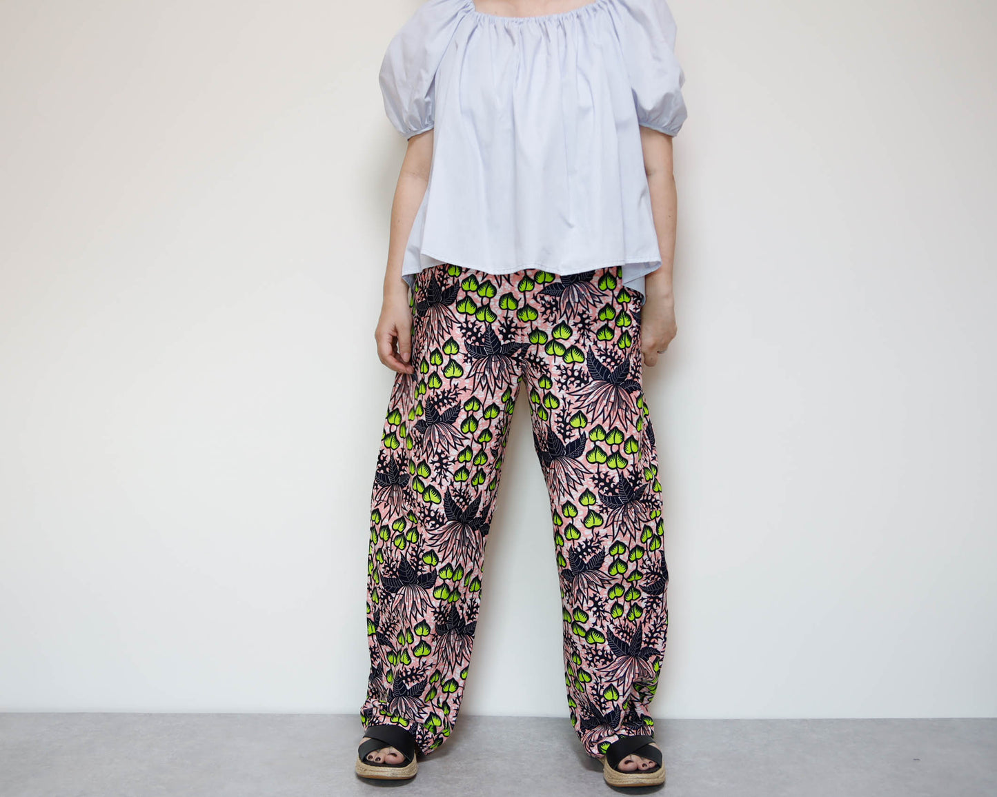 <P23J-002> AFRICAN PRINT Barrel Pants  Playful Curves & Unique Silhouette in a Relaxed L-XL Size
