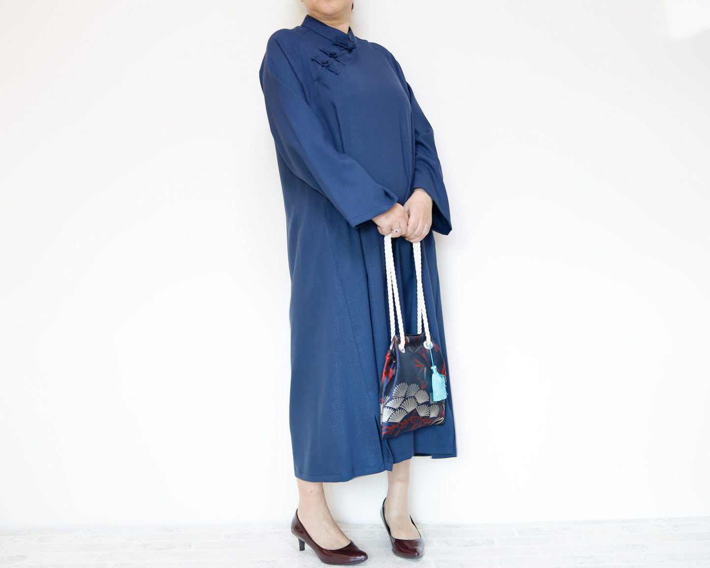 <D25NV> CHINOISERIE DRESS -NAVY