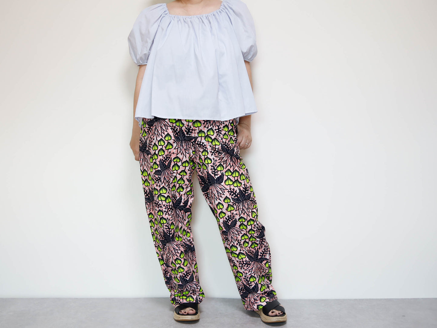 <P23J-002> AFRICAN PRINT Barrel Pants  Playful Curves & Unique Silhouette in a Relaxed L-XL Size