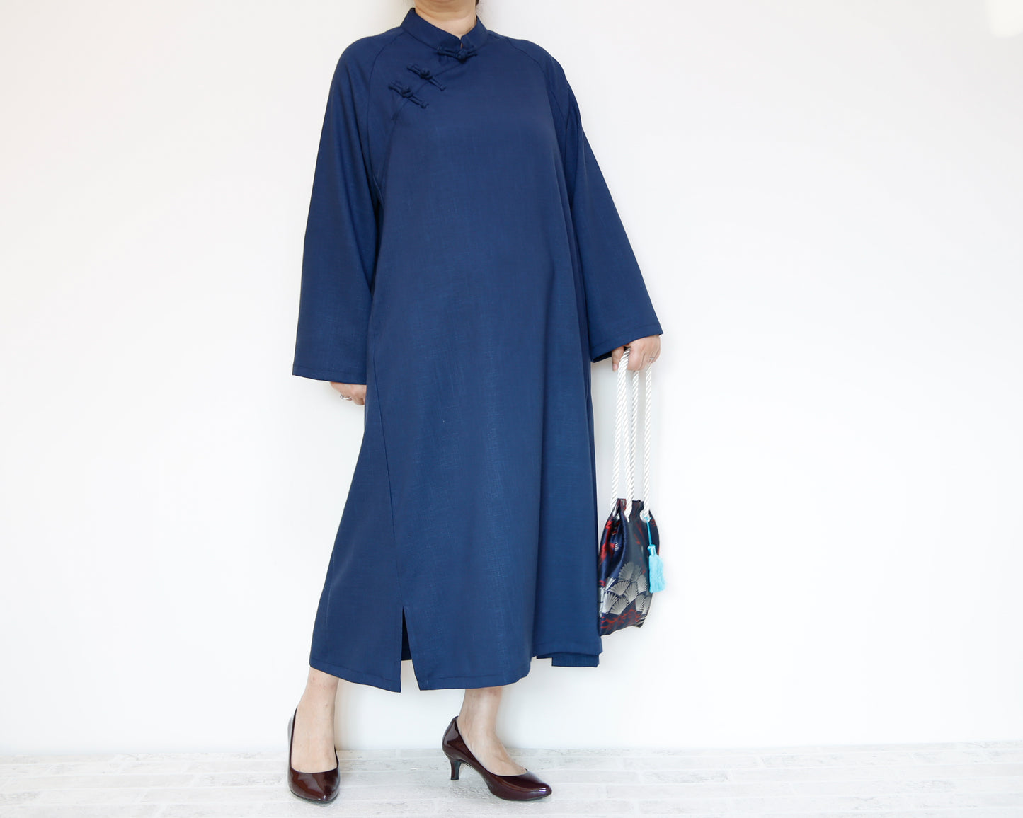 <D25NV> CHINOISERIE DRESS -NAVY