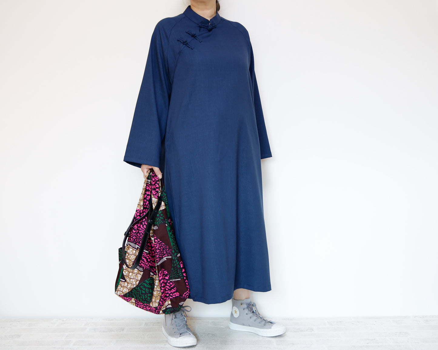 <D25NV> CHINOISERIE DRESS -NAVY