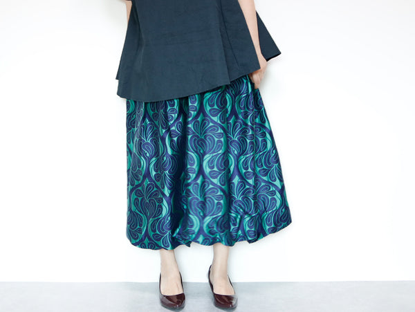 <S42V>COVENT GARDEN WOVEN GREEN BALLOON Skirt