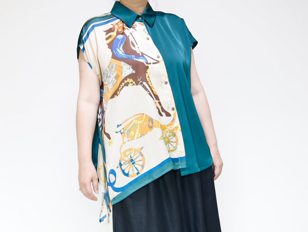 <T34-002>   PRINTED  SCARF Shirt