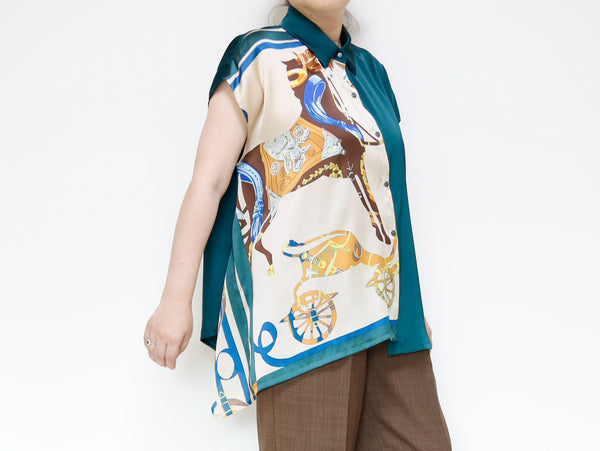 <T34-002>   PRINTED  SCARF Shirt
