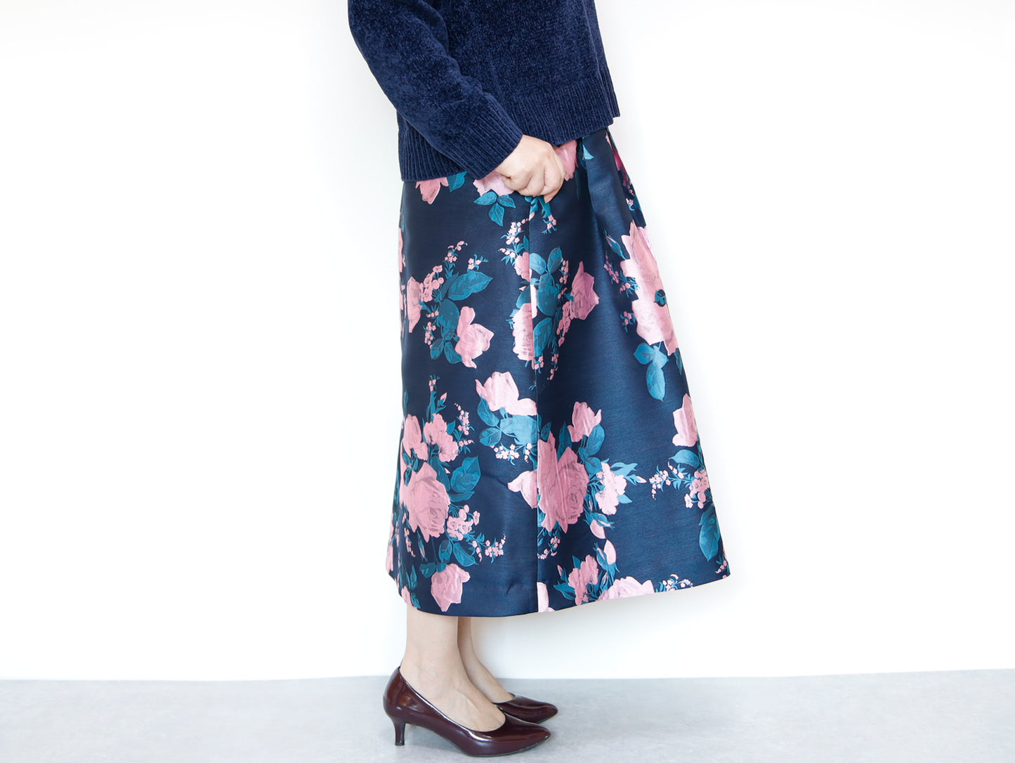 <S17RP80> EUROPEAN ROSE PINK  WOVEN Skirt  -Length 80cm