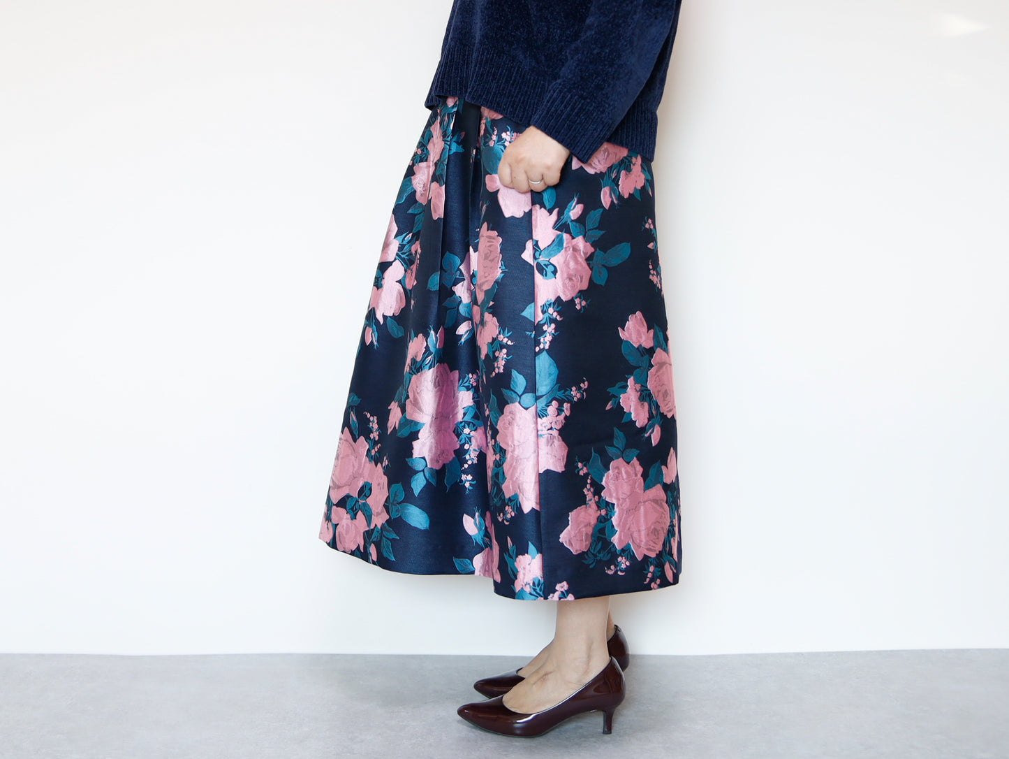 <S17RP80> EUROPEAN ROSE PINK  WOVEN Skirt  -Length 80cm
