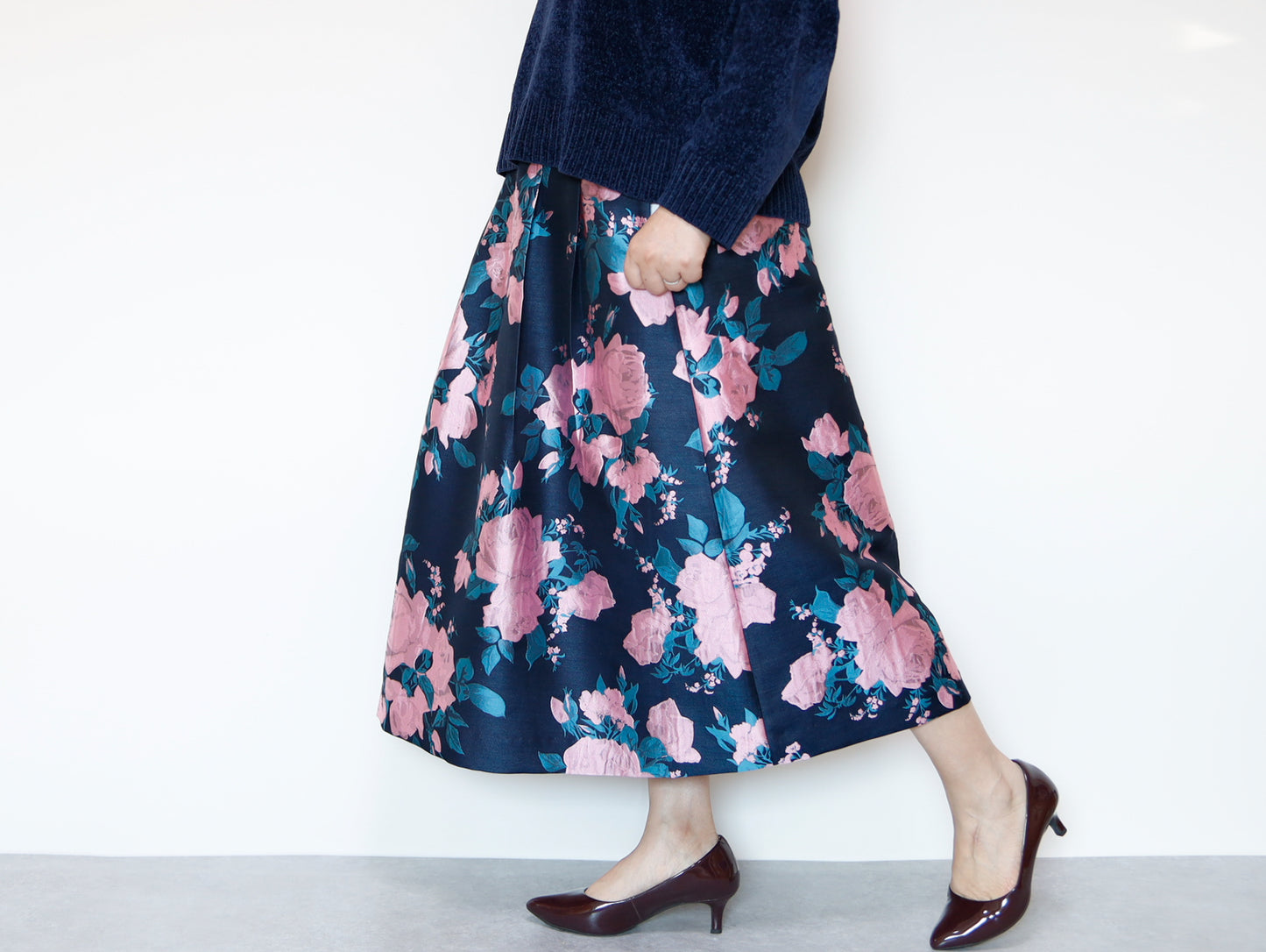 <S17RP80> EUROPEAN ROSE PINK  WOVEN Skirt  -Length 80cm