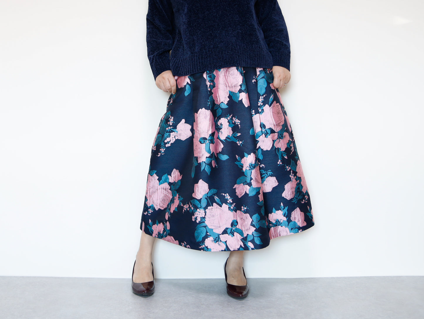 <S17RP80> EUROPEAN ROSE PINK  WOVEN Skirt  -Length 80cm