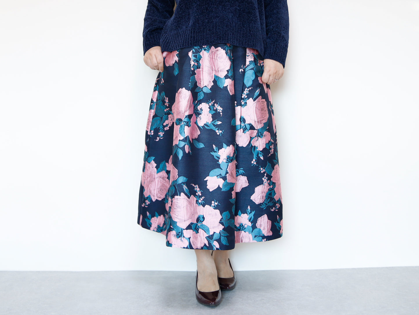 <S17RP80> EUROPEAN ROSE PINK  WOVEN Skirt  -Length 80cm