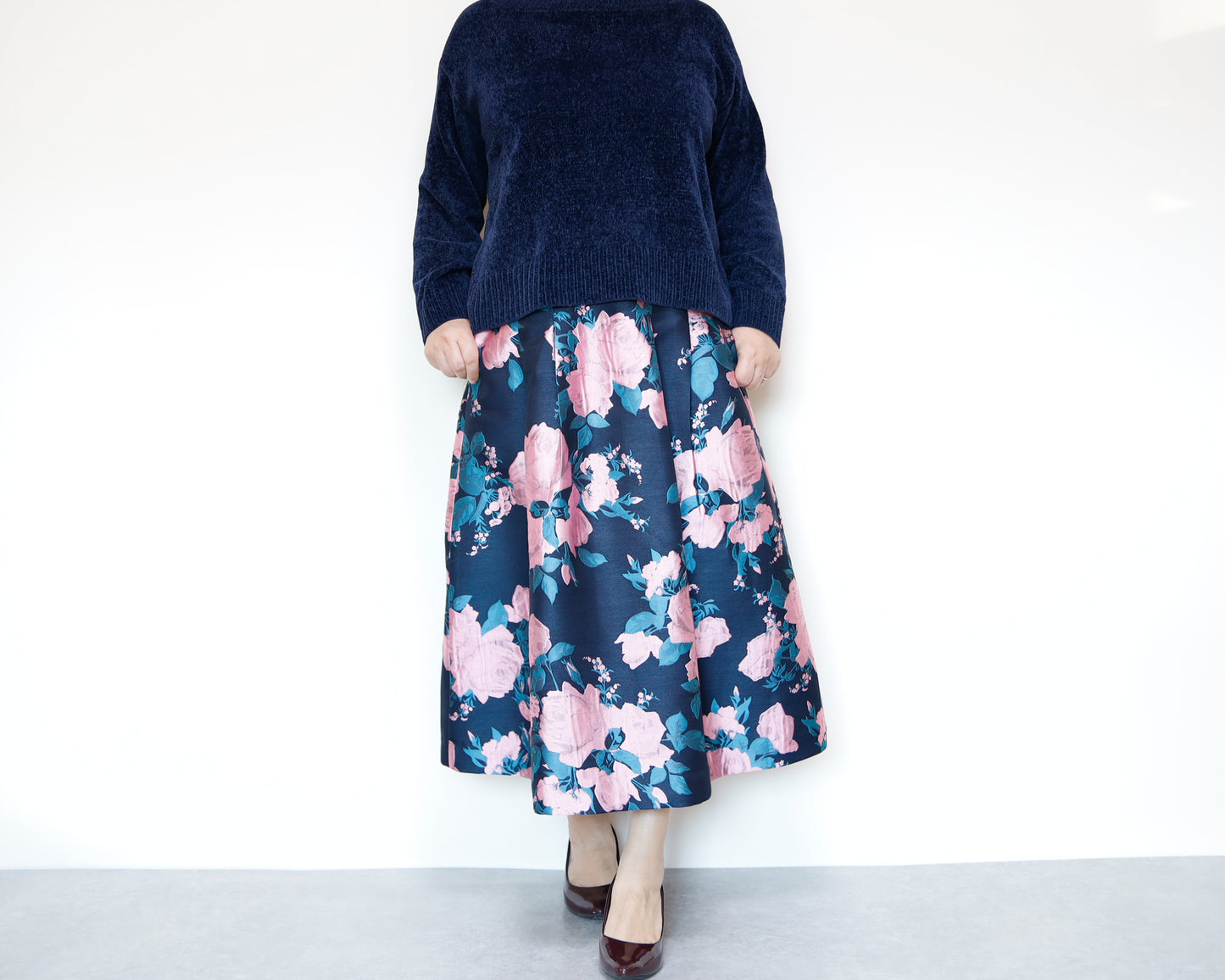 <S17RP80> EUROPEAN ROSE PINK  WOVEN Skirt  -Length 80cm