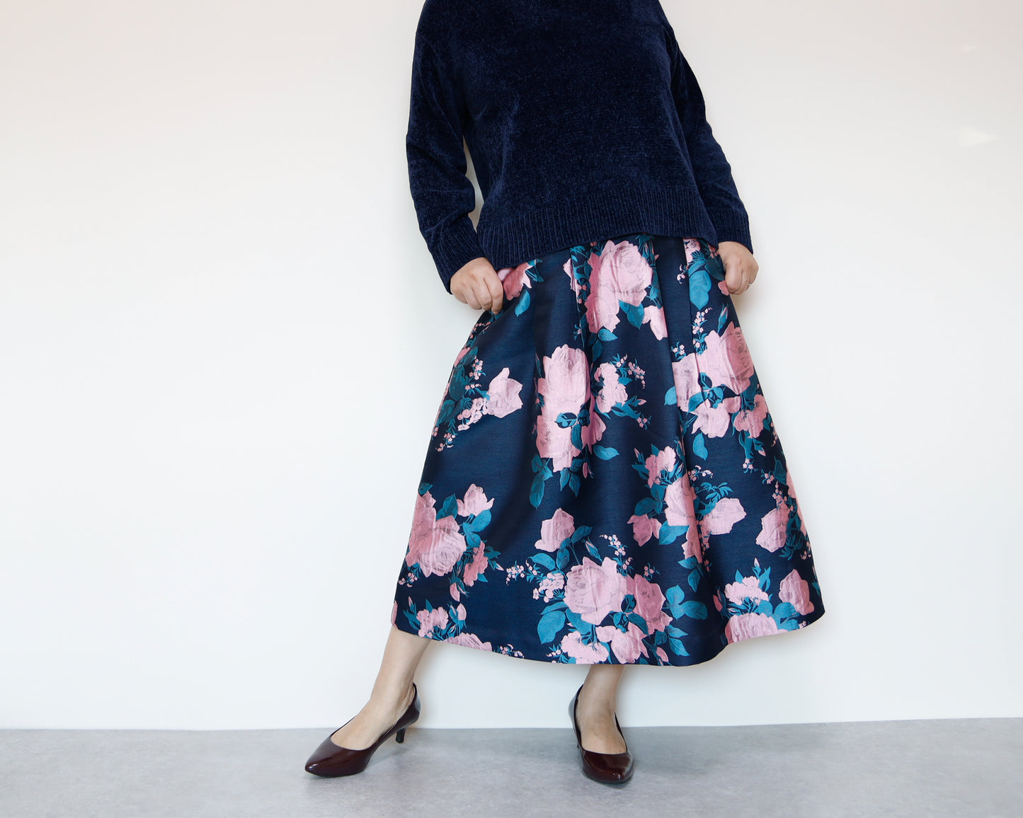 <S17RP80> EUROPEAN ROSE PINK  WOVEN Skirt  -Length 80cm