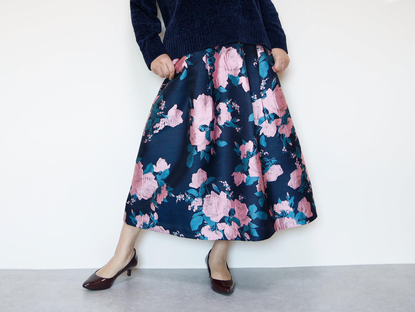 <S17RP80> EUROPEAN ROSE PINK  WOVEN Skirt  -Length 80cm