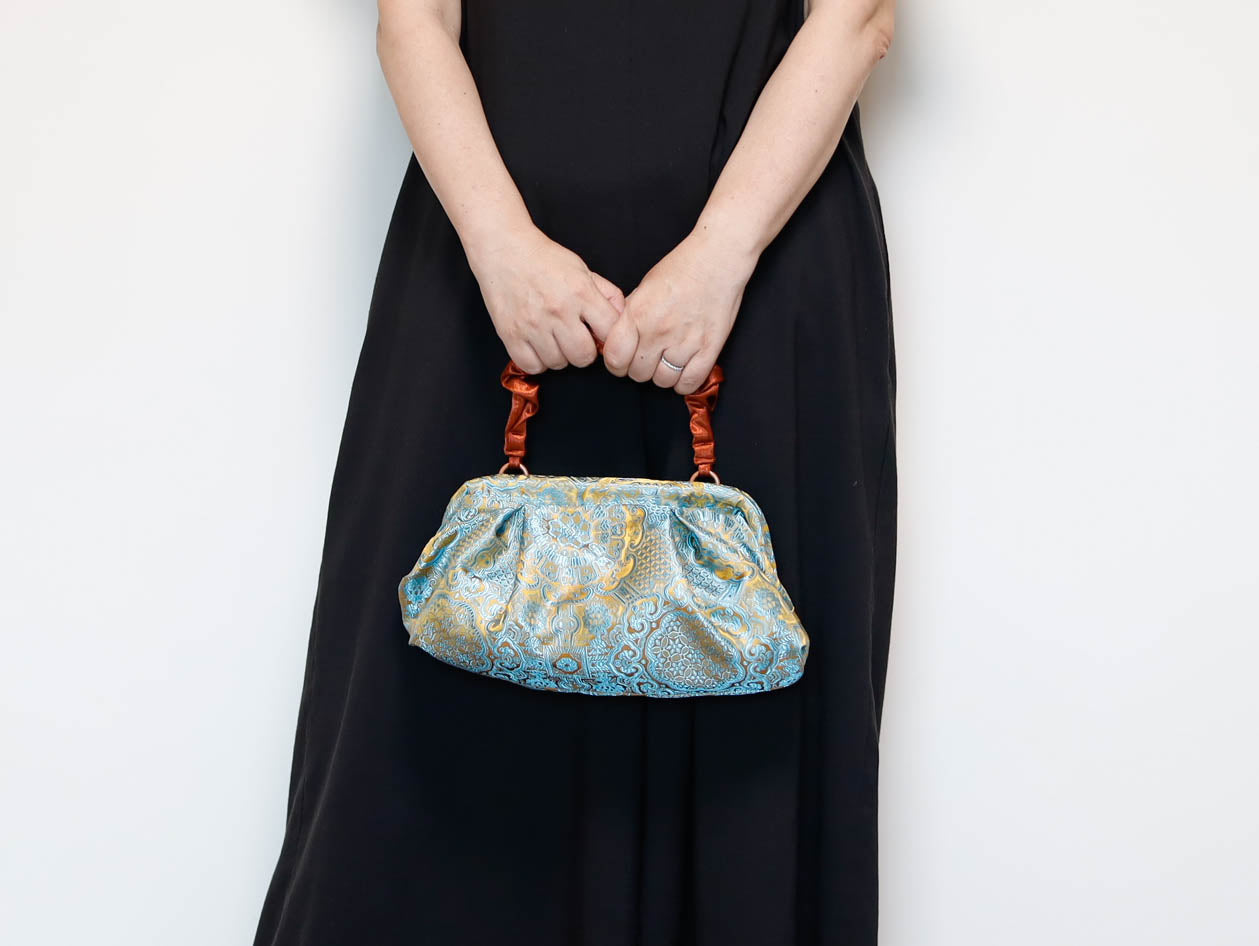 <B10GC> DIM SUM CLUTCH BAG  GOLD + CYAN