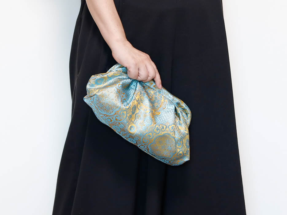 <B10GC> DIM SUM CLUTCH BAG  GOLD + CYAN