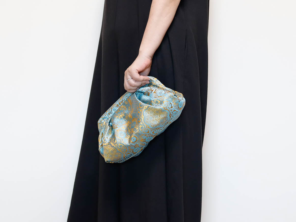 <B10GC> DIM SUM CLUTCH BAG  GOLD + CYAN