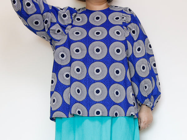 <T37-001>  AFRICAN PRINT BLOUSE