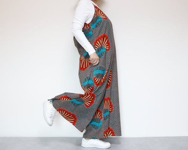 <D29J-001>  AFRICAN PRINT OVERALLS / SALOPETTE