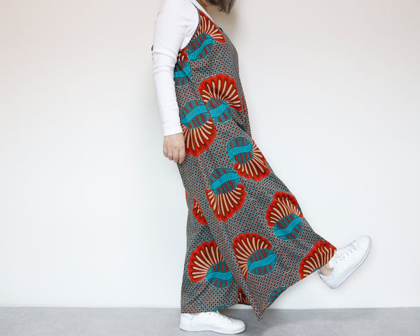 <D29J-001>  AFRICAN PRINT OVERALLS / SALOPETTE