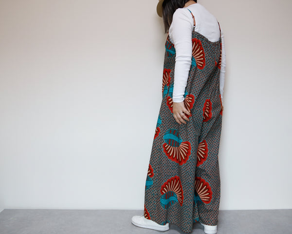 <D29J-001>  AFRICAN PRINT OVERALLS / SALOPETTE