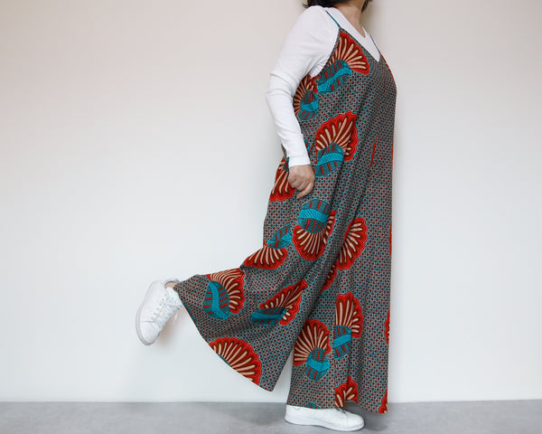 <D29J-001>  AFRICAN PRINT OVERALLS / SALOPETTE