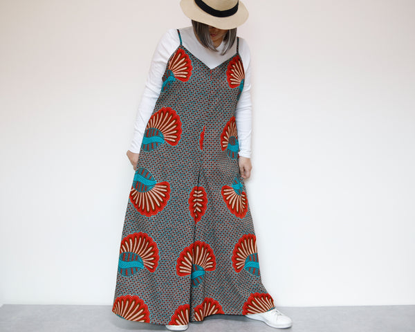 <D29J-001>  AFRICAN PRINT OVERALLS / SALOPETTE