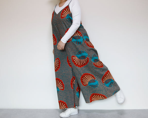 <D29J-001>  AFRICAN PRINT OVERALLS / SALOPETTE