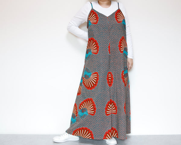 <D29J-001>  AFRICAN PRINT OVERALLS / SALOPETTE