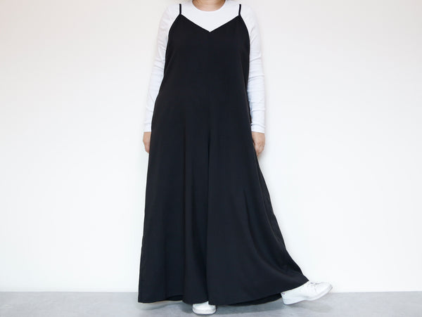 <D29NR>  BLACK OVERALLS / SALOPETTE