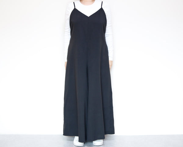 <D29NR>  BLACK OVERALLS / SALOPETTE