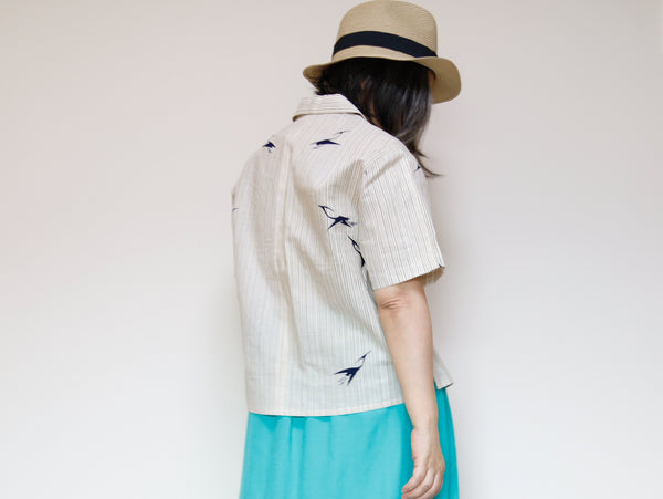 <T24K-002> ALOHA Shirt  from YUKATA Summer Cotton Kimono