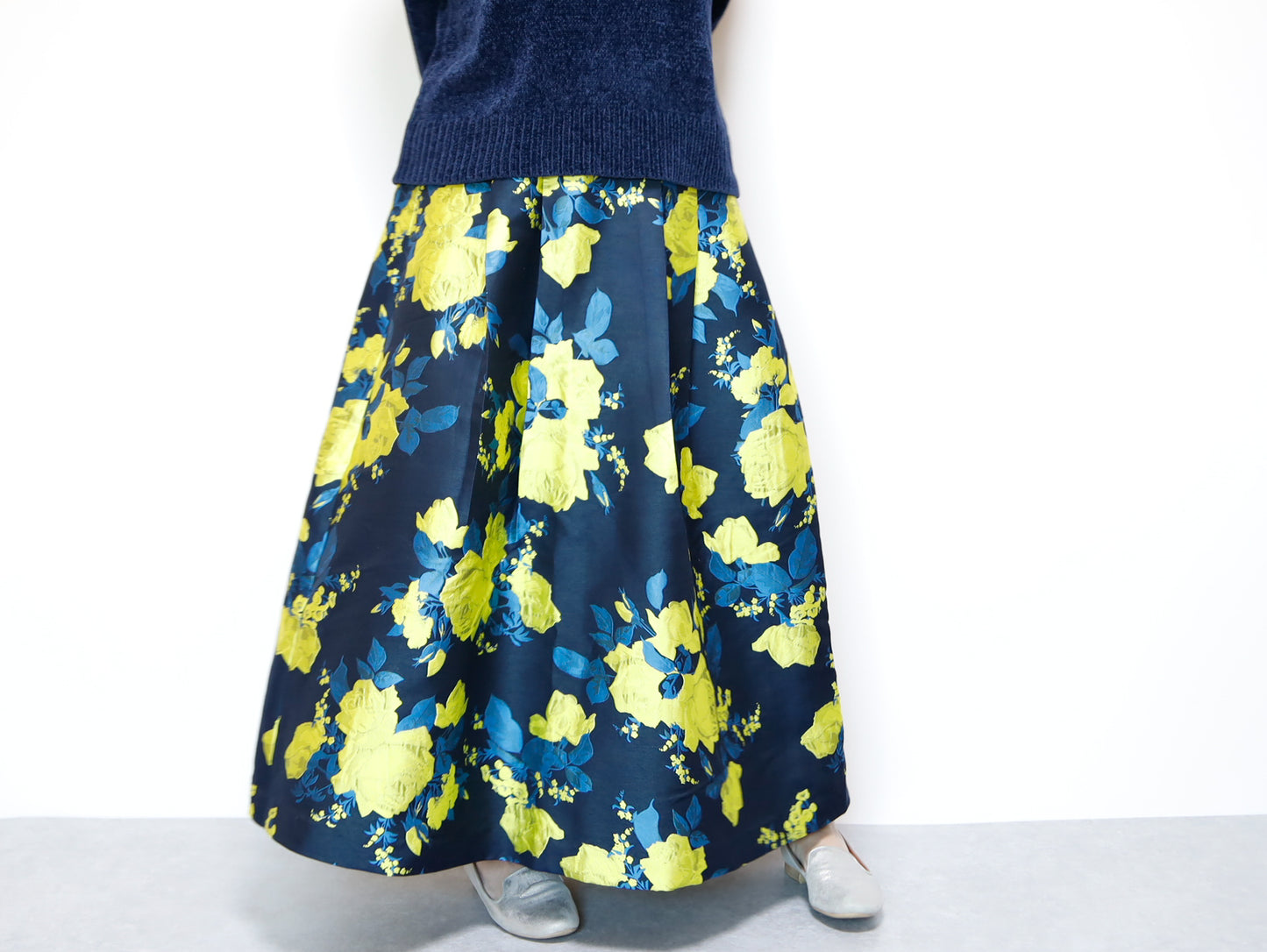 <S17RY90> EUROPEAN ROSE YELLOW WOVEN Skirt  -Length 90cm