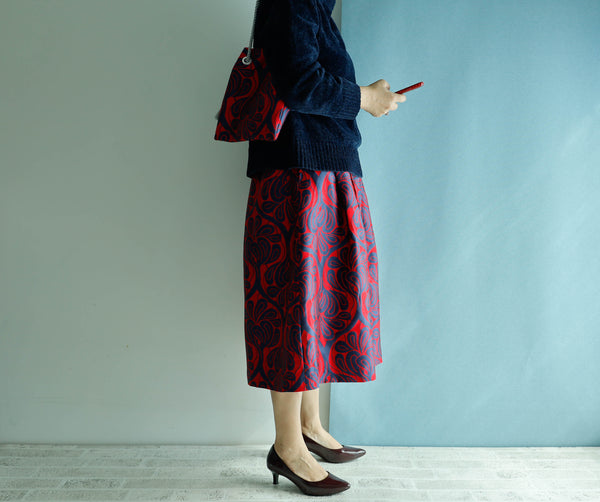 <S17C70>COVENT GARDEN WOVEN RED Skirt  -Length 70cm