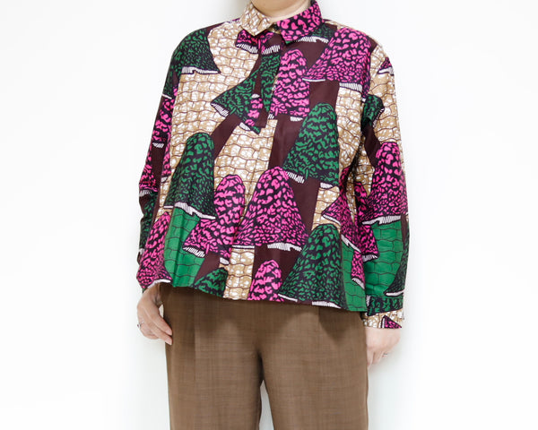 <T17J-019> AFRICAN PRINTED FRONT TUCK Shirt