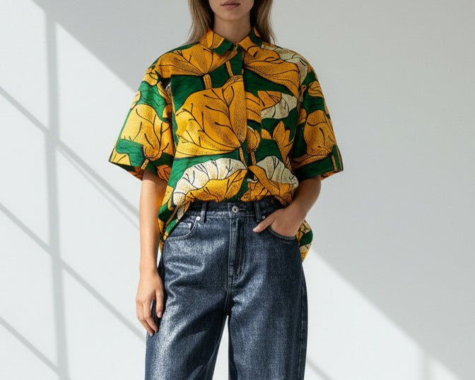 <T40J-001> AFRICAN PRINT Shirt