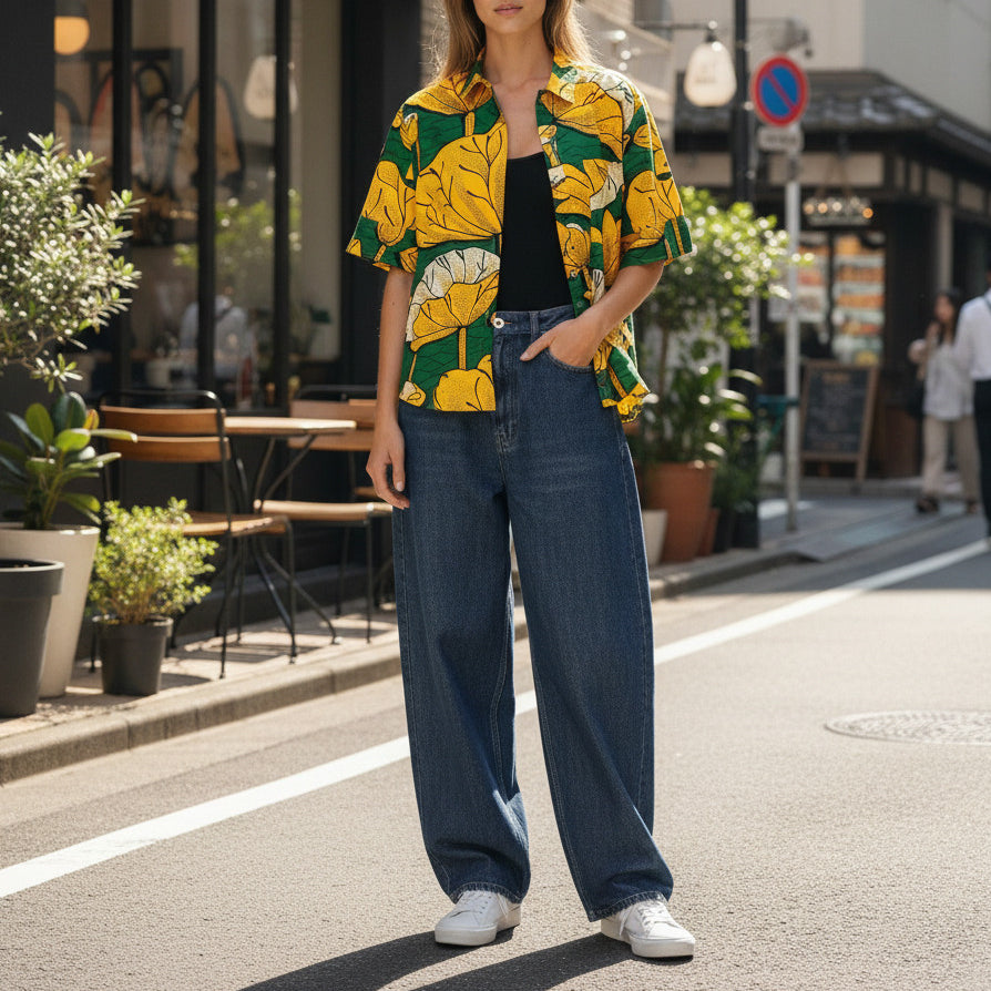 <T40J-001> AFRICAN PRINT Shirt