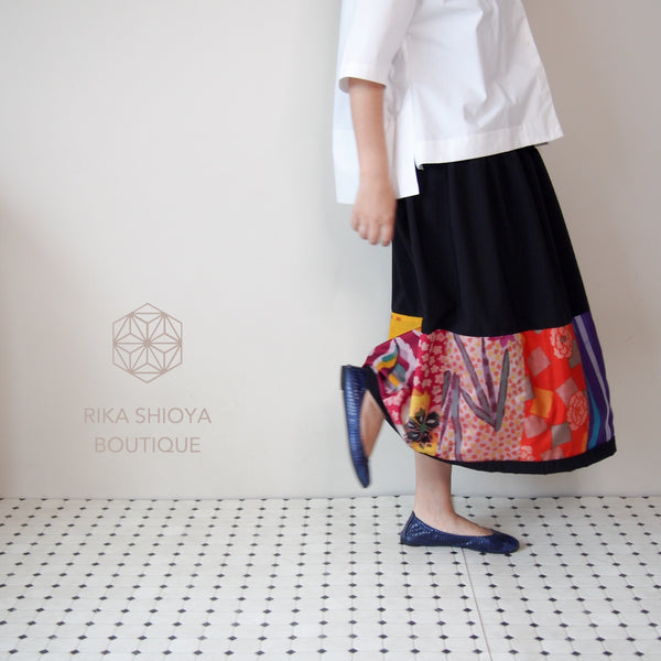 <RS18S20-002> KIMONO Pachworked S Skirt -LONG