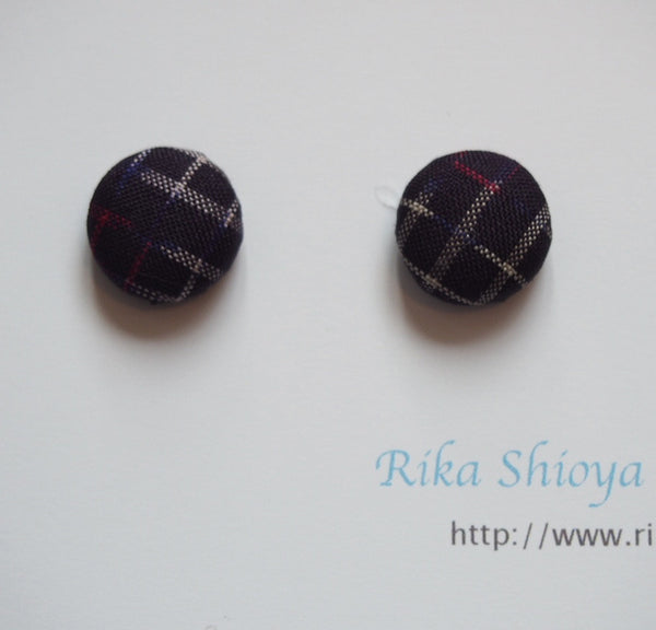 FV15E01-049> Covered Button Earrings  - KIMONO