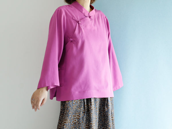 <T27WP> CHINOISERIE Blouse -WINE PINK TENCEL
