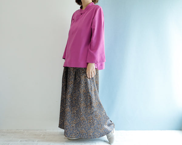 <T27WP> CHINOISERIE Blouse -WINE PINK TENCEL
