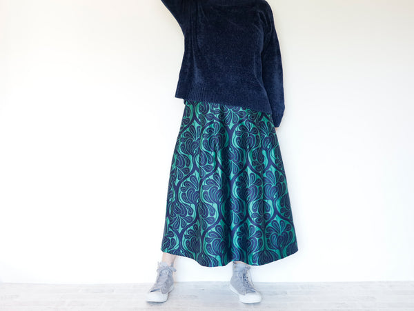 <S17V80>COVENT GARDEN WOVEN GREEN Skirt  -Length 80cm
