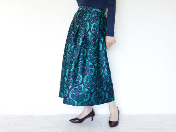 <S17V80>COVENT GARDEN WOVEN GREEN Skirt  -Length 80cm