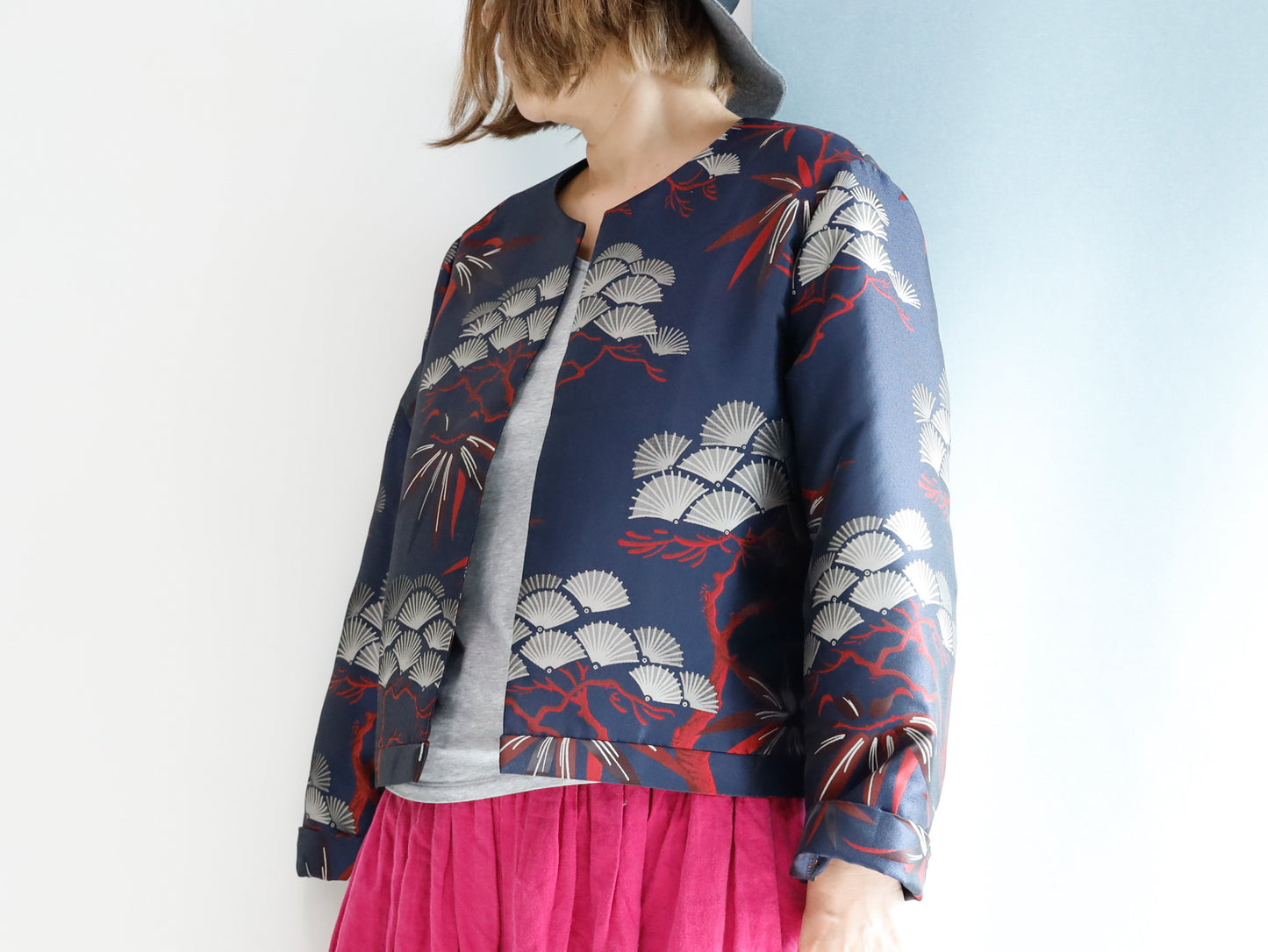<J15BR>  CREW NECK Jacket -KABUKI
