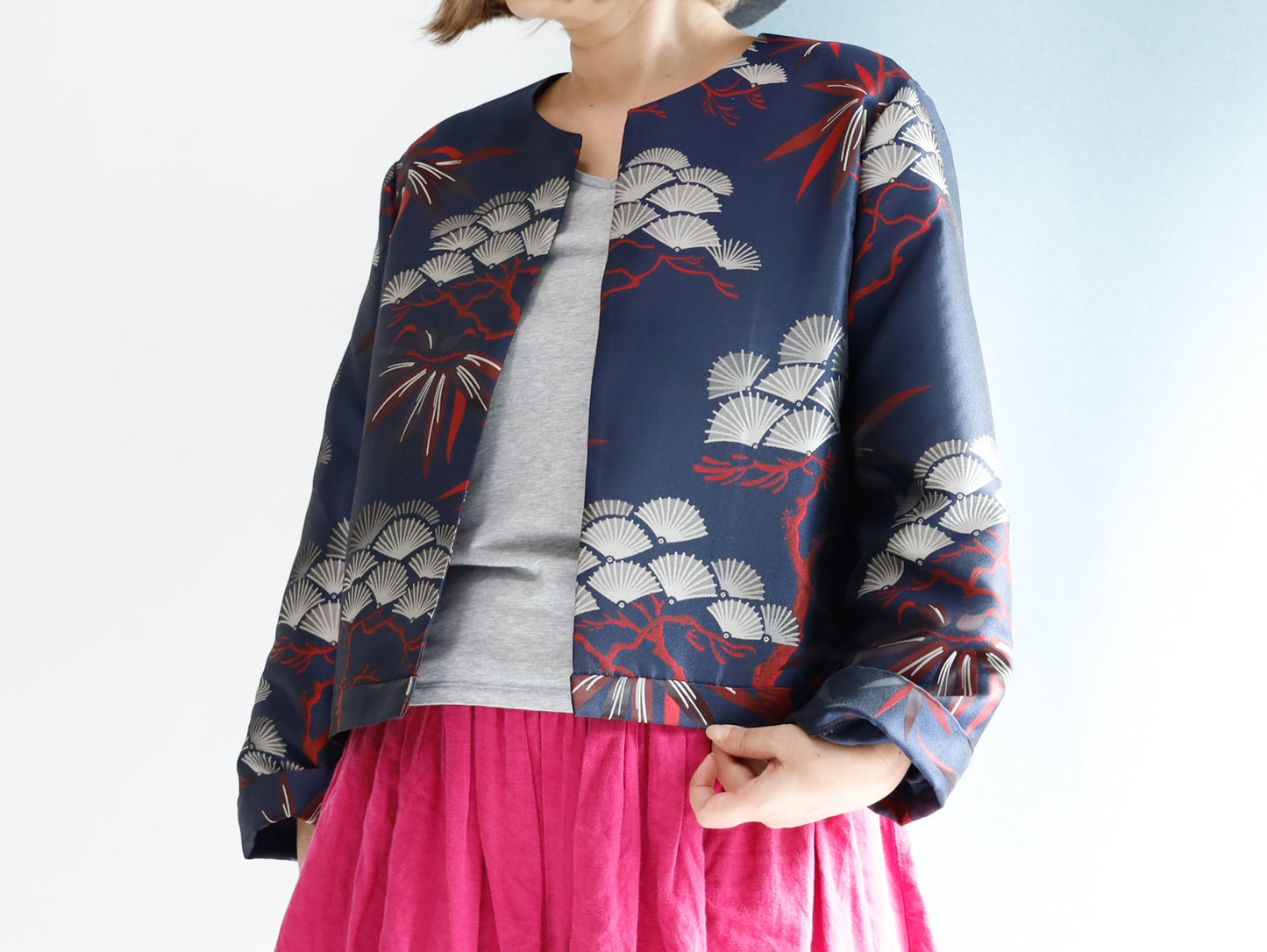 <J15BR>  CREW NECK Jacket -KABUKI