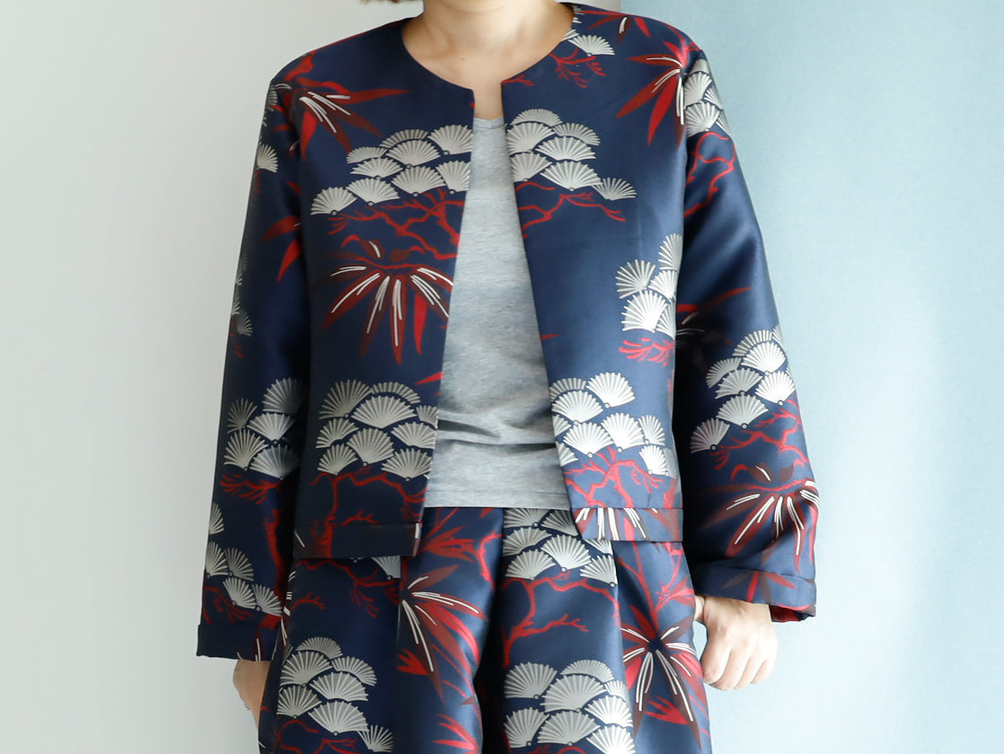 <J15BR>  CREW NECK Jacket -KABUKI