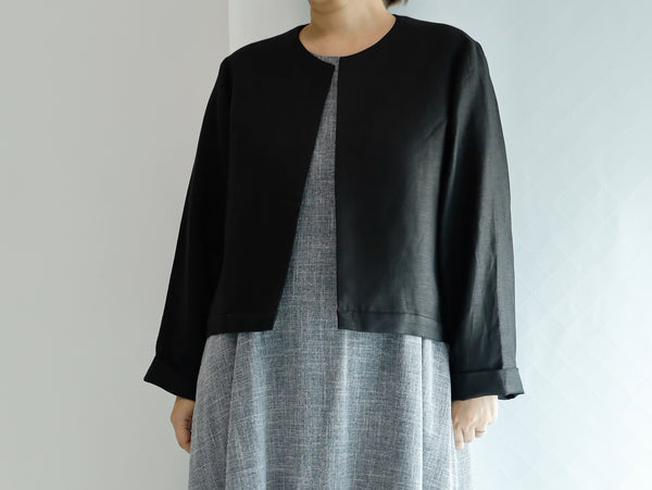 <J15NR-001>  CREW NECK Jacket LINEN
