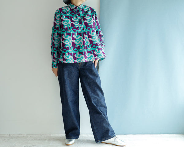 <T17J-003> AFRICAN PRINTED FRONT TUCK Shirt