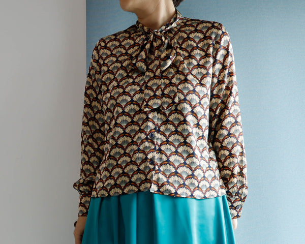 <RS20T18F>  PRINT Blouse -Japanese Fans