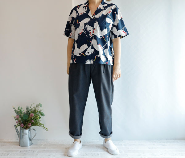 <P12D> Denim with dots  -Relax Tapered Pants