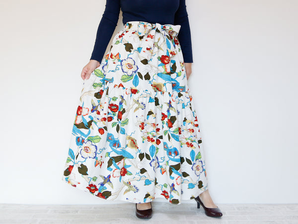 <S39W> FLOWERS PRINTED Skirt  -Length 90cm
